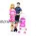 5 People Dolls Suit Pregnant Doll Family Mom+Dad+Baby Son+2 Kids+Baby Carriage   